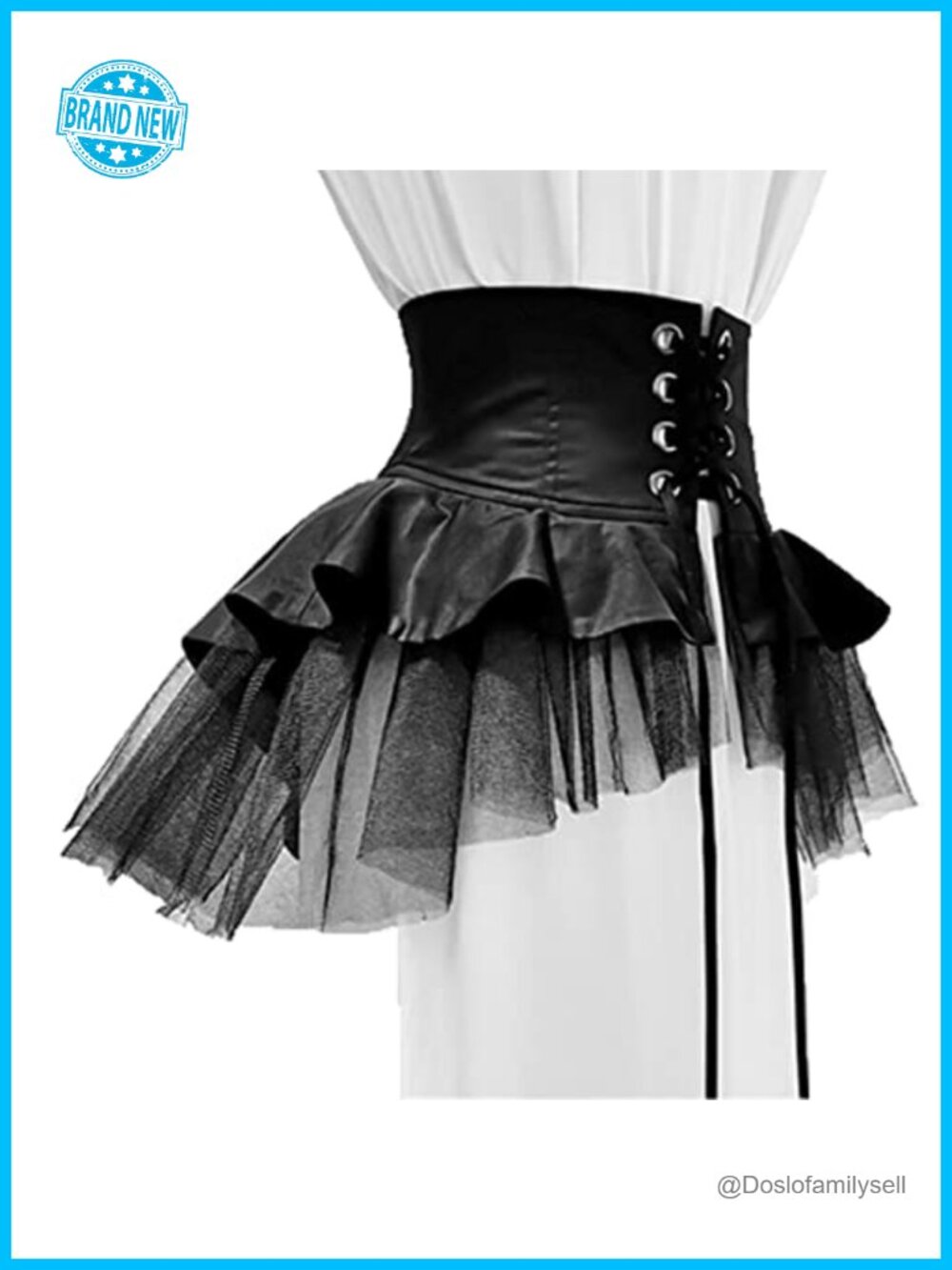 Gothic Steampunk Bustle Ruffle Overskirt Tutu Costume Skirt Adult